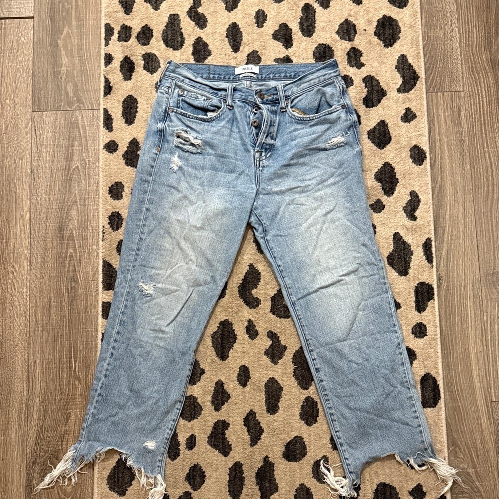 Pistola Light Blue Distressed Ankle Jeans